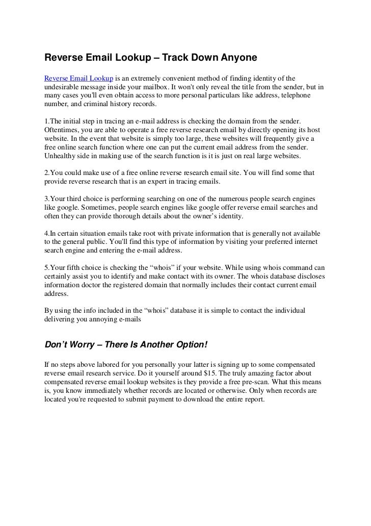 google - free e-mail reverse